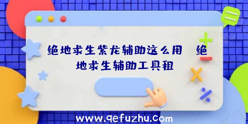 「绝地求生紫龙辅助这么用」|绝地求生辅助工具租